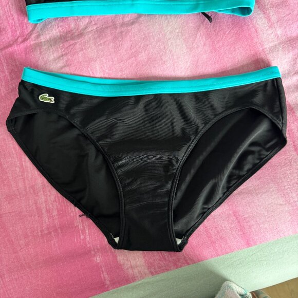 Vintage & *Super RARE* Lacoste Black & Aqua Bikini Sz 40 Like New Condition - Picture 5 of 7
